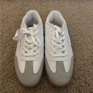 Reebok Womens White and Gray Sneakers with Brown Sole